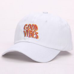 Good Vibes Dad Cap White