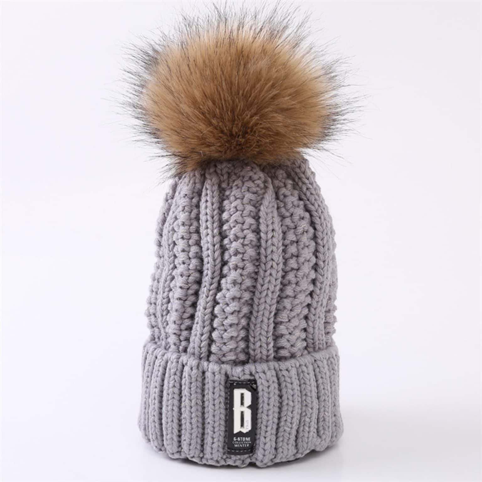Pom Pom Beanie Pom Pom Beanie Gray