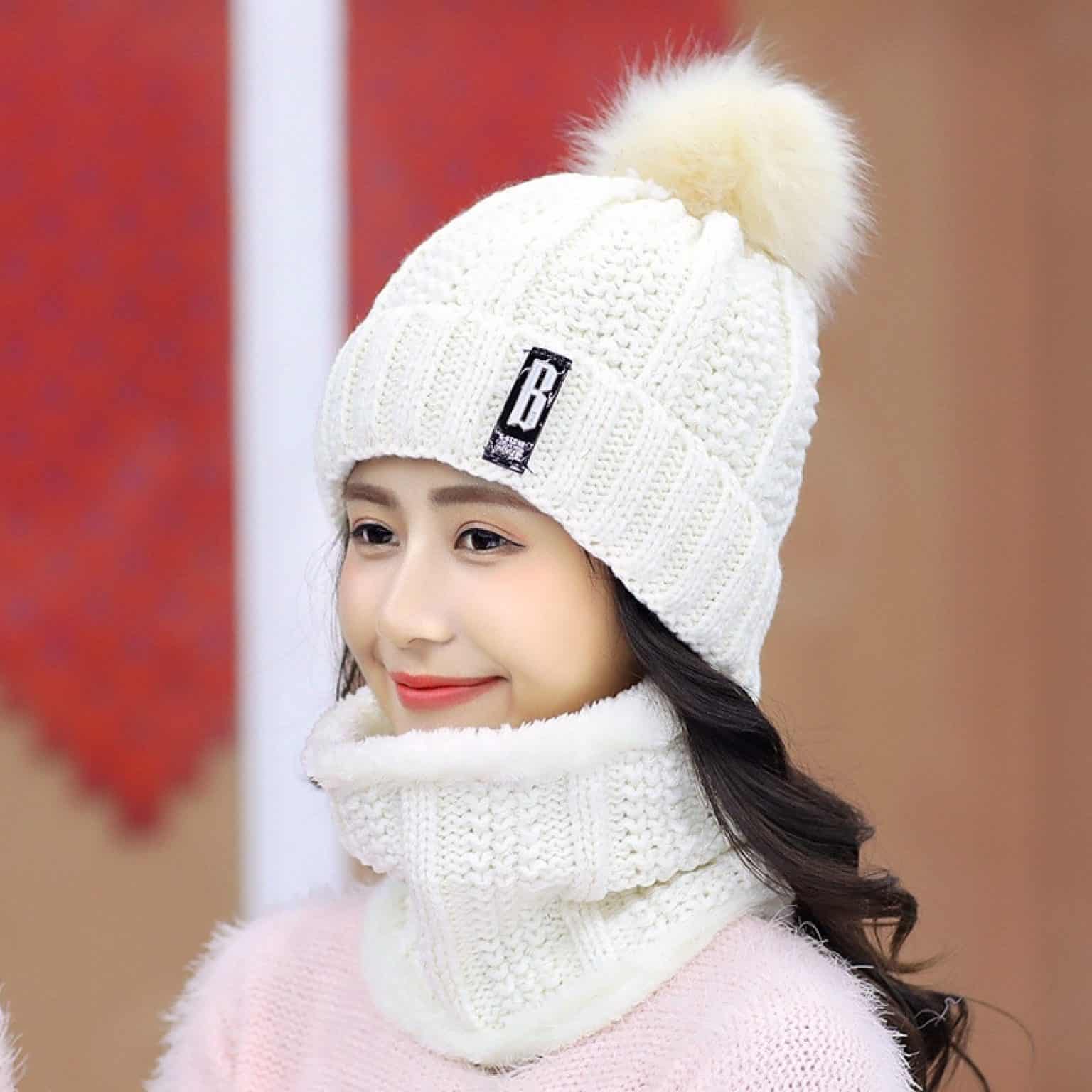 Pom Pom Beanie Pom Pom Beanie Set White