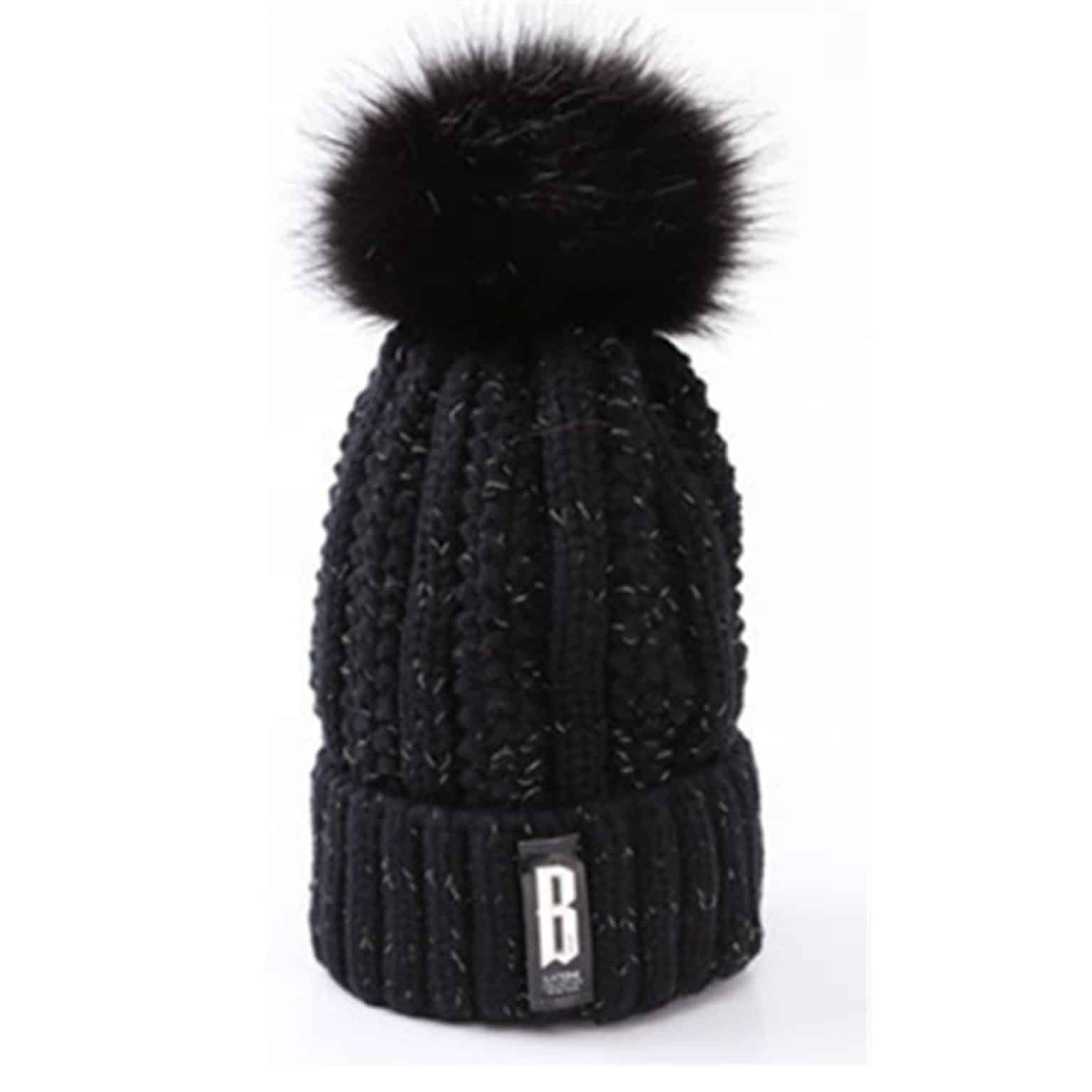 Pom Pom Beanie Black