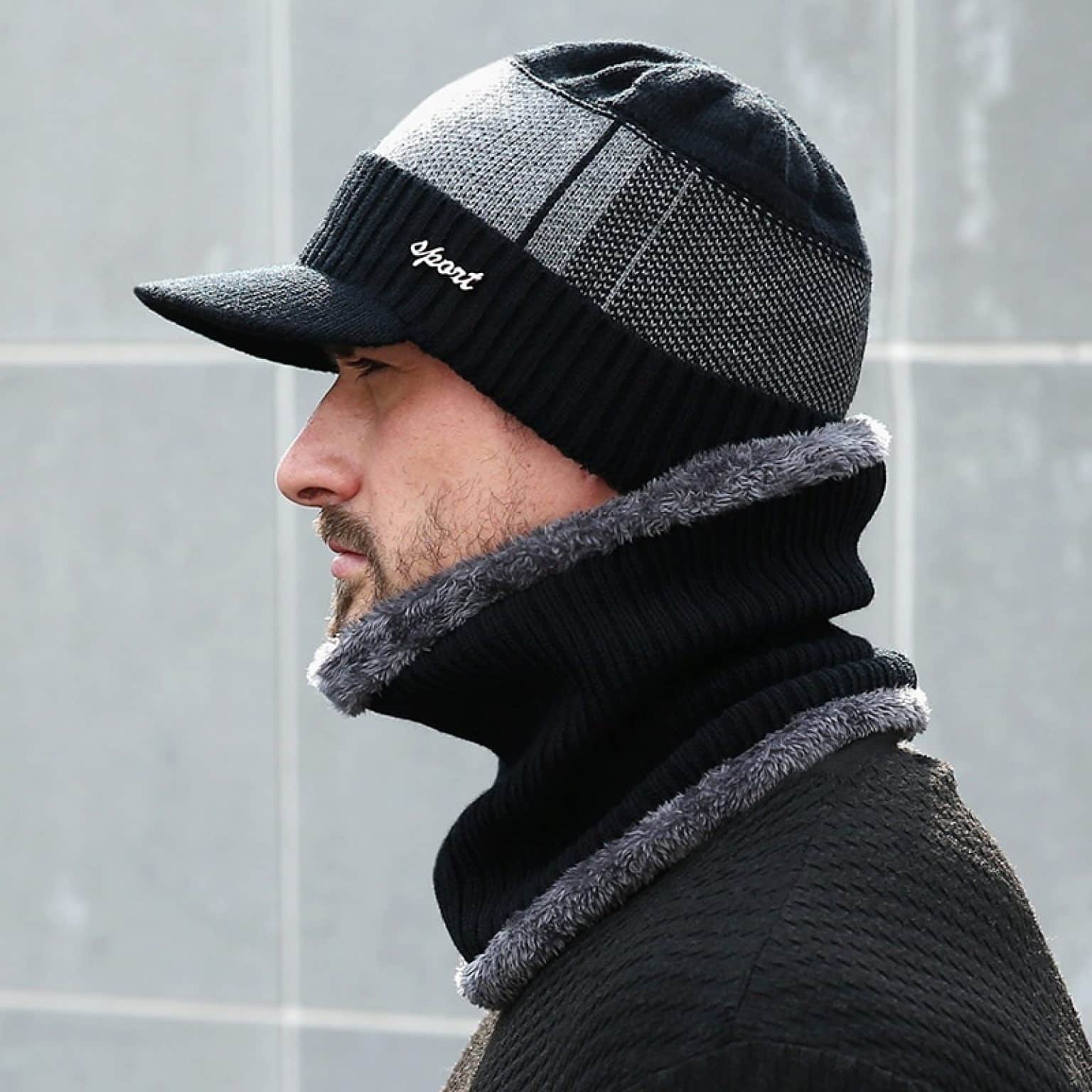 Winter Cap Scarf Set For Men