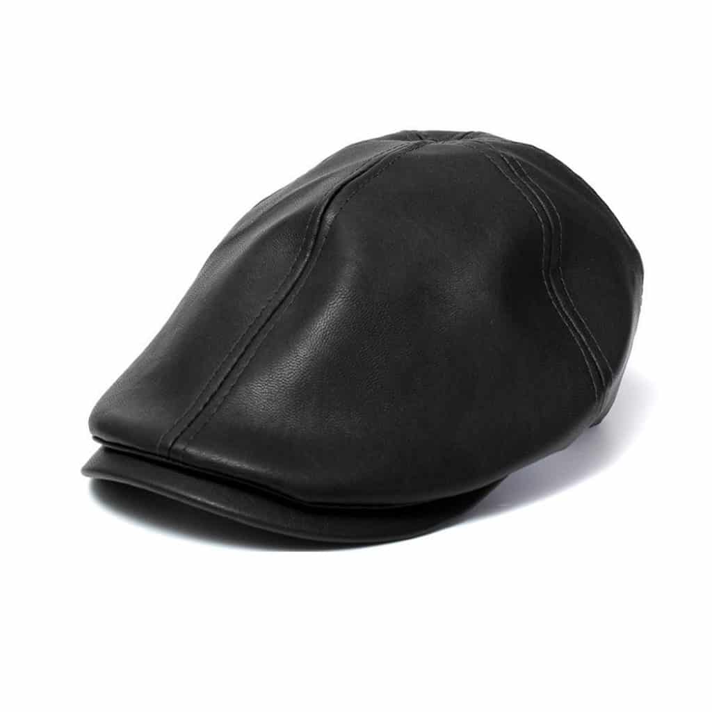 Retro Leather Hat Men's Leather Beret Casual Tongue Cap Snapback Caps For Men