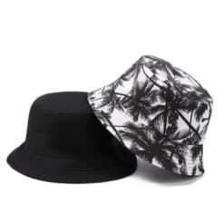 Palm Tree Reversible Bucket Hat Black and White