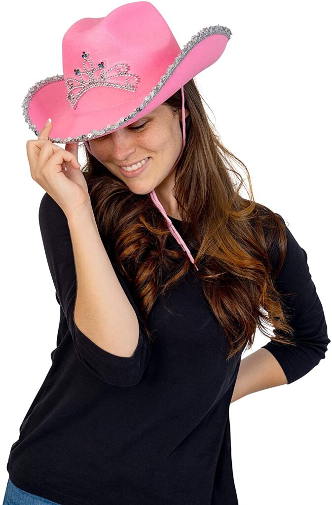 women pink cowboy hat